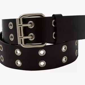 Black Double-Row Grommet Women’s Belt Y2K S/M
